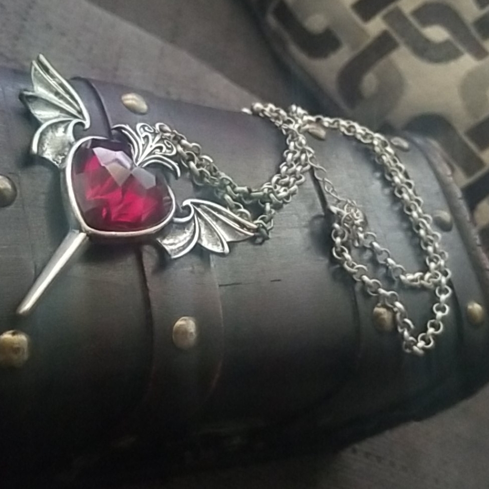 Vampire Winged-Ruby Heart Necklace